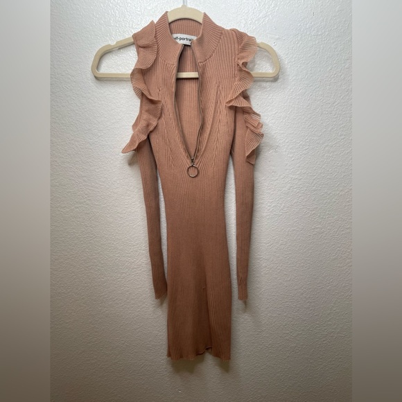 Self Portrait Ribbed cold shoulder sweater dress Sz med - Picture 7 of 16